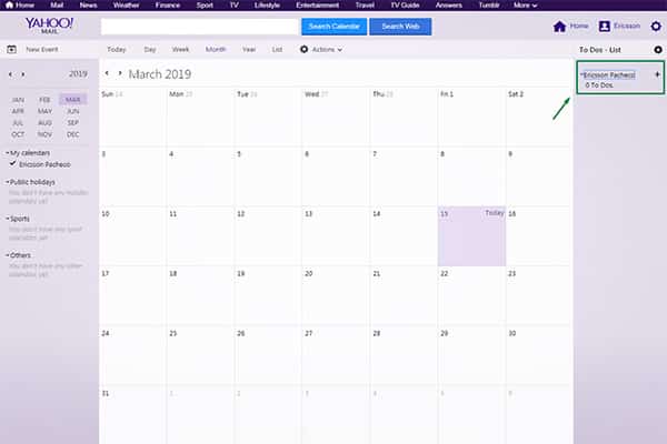 how to use yahoo calendar